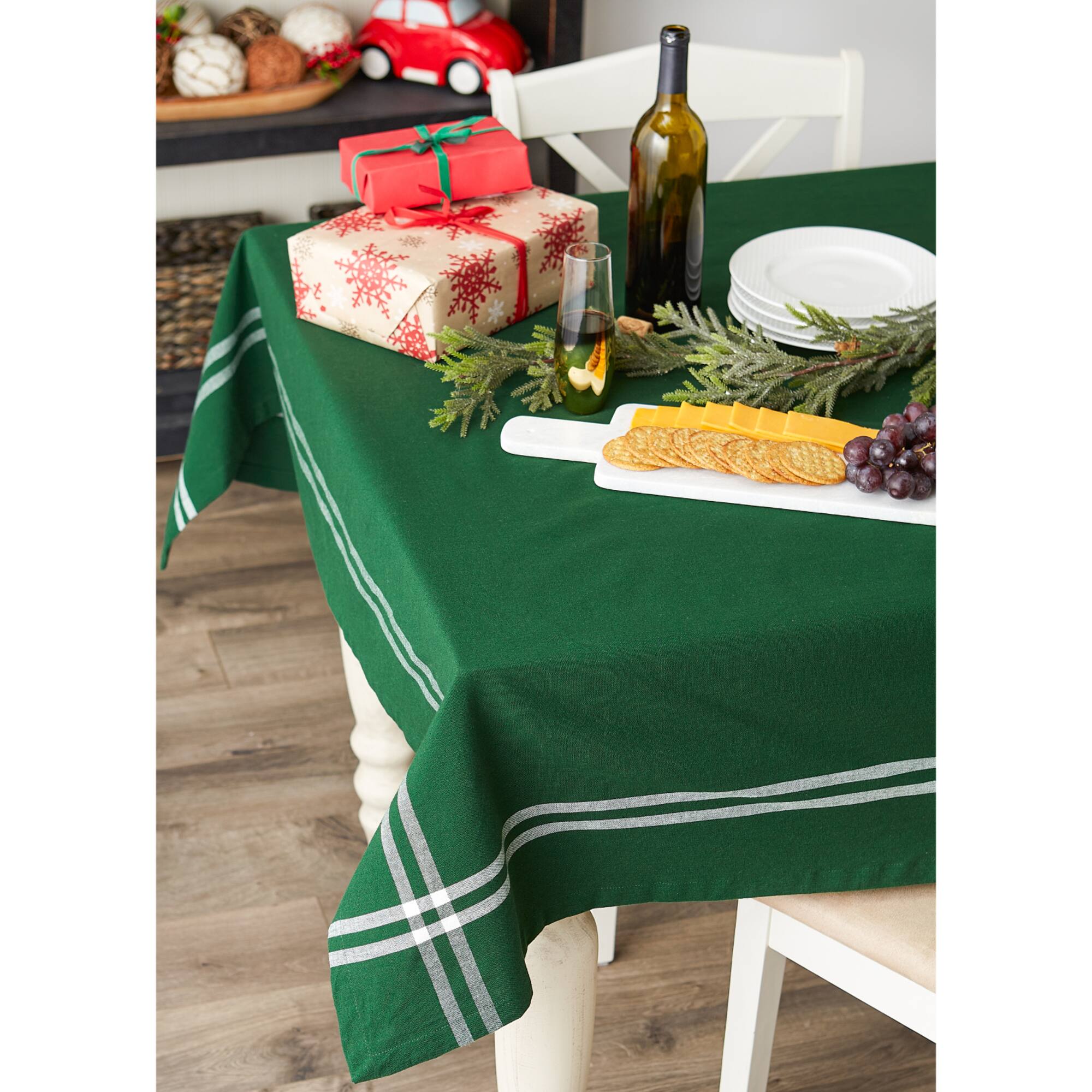 Balsam Border Stripe Tablecloth 52" x 52"